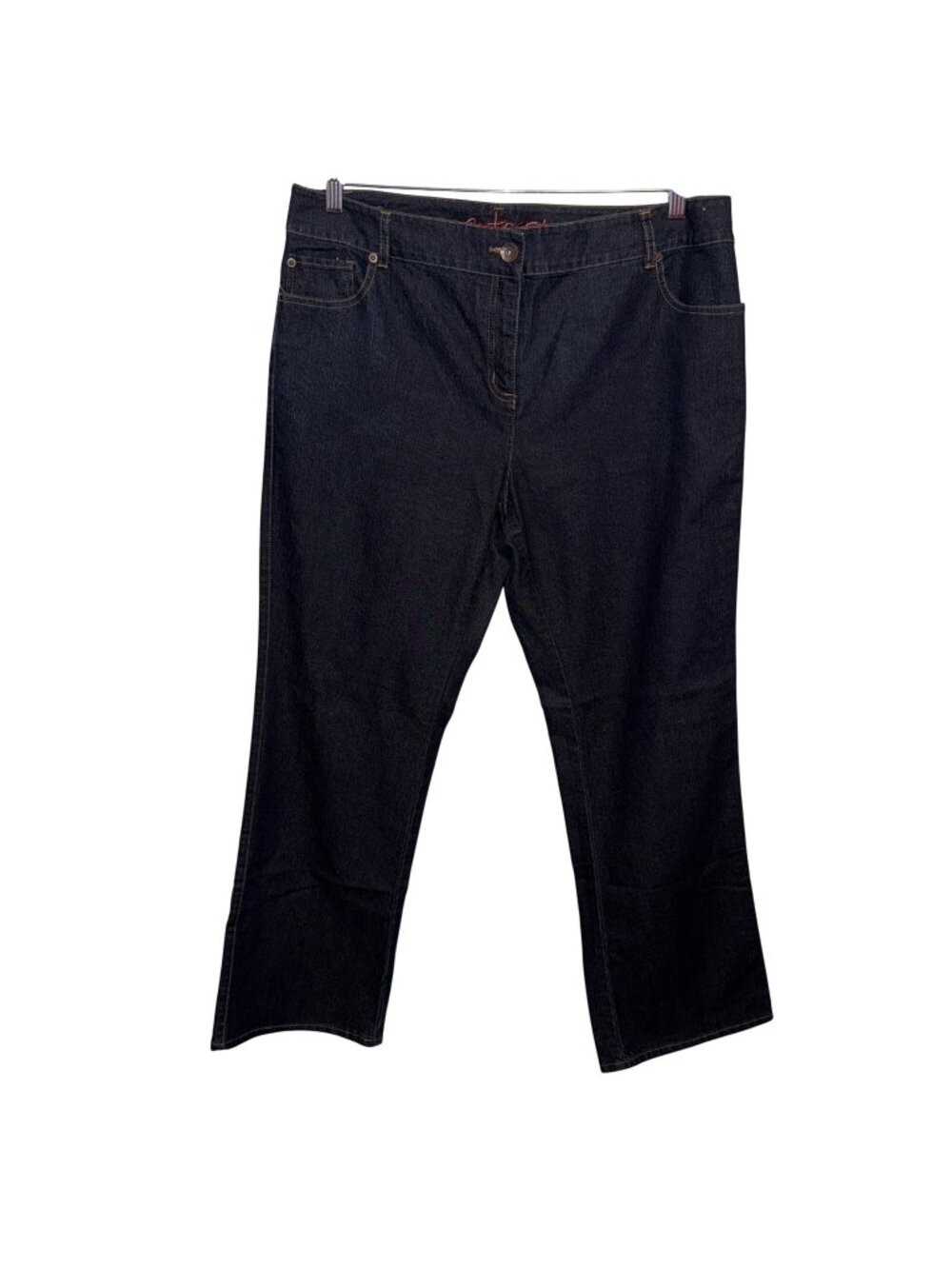 Contrast Womens Dark Wash Denim Jeans Size 16 Button & Zipper Closure